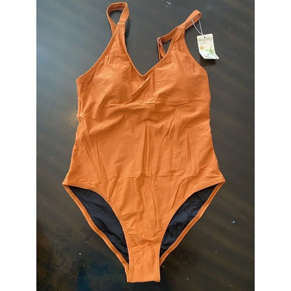 Unbranded Other - Womens One Piece Tummy Control Orange Bathing Suit Padded Adjustable Strap Small